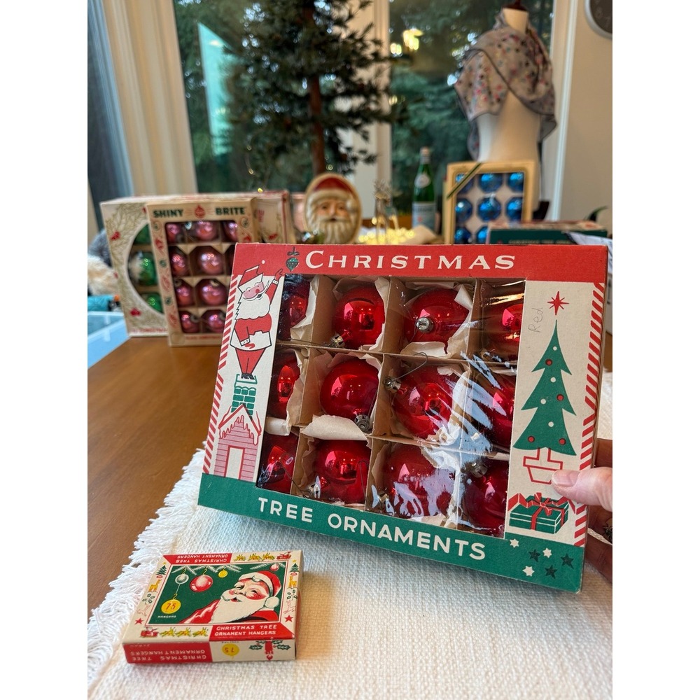 Vintage Fantasia Christmas Ornaments.    Red